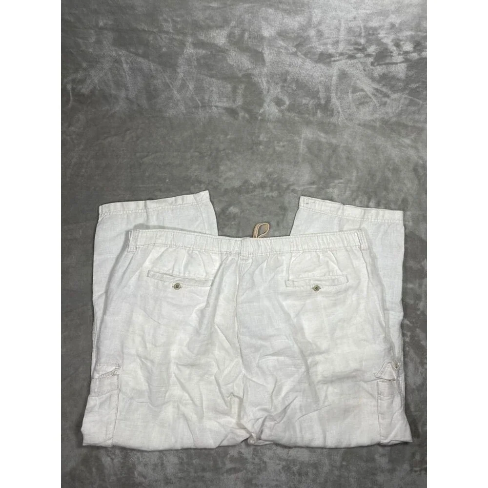 Tommy Bahama Cargo Linen Pants Men XXL 2XL Cream Straight Relax Casual